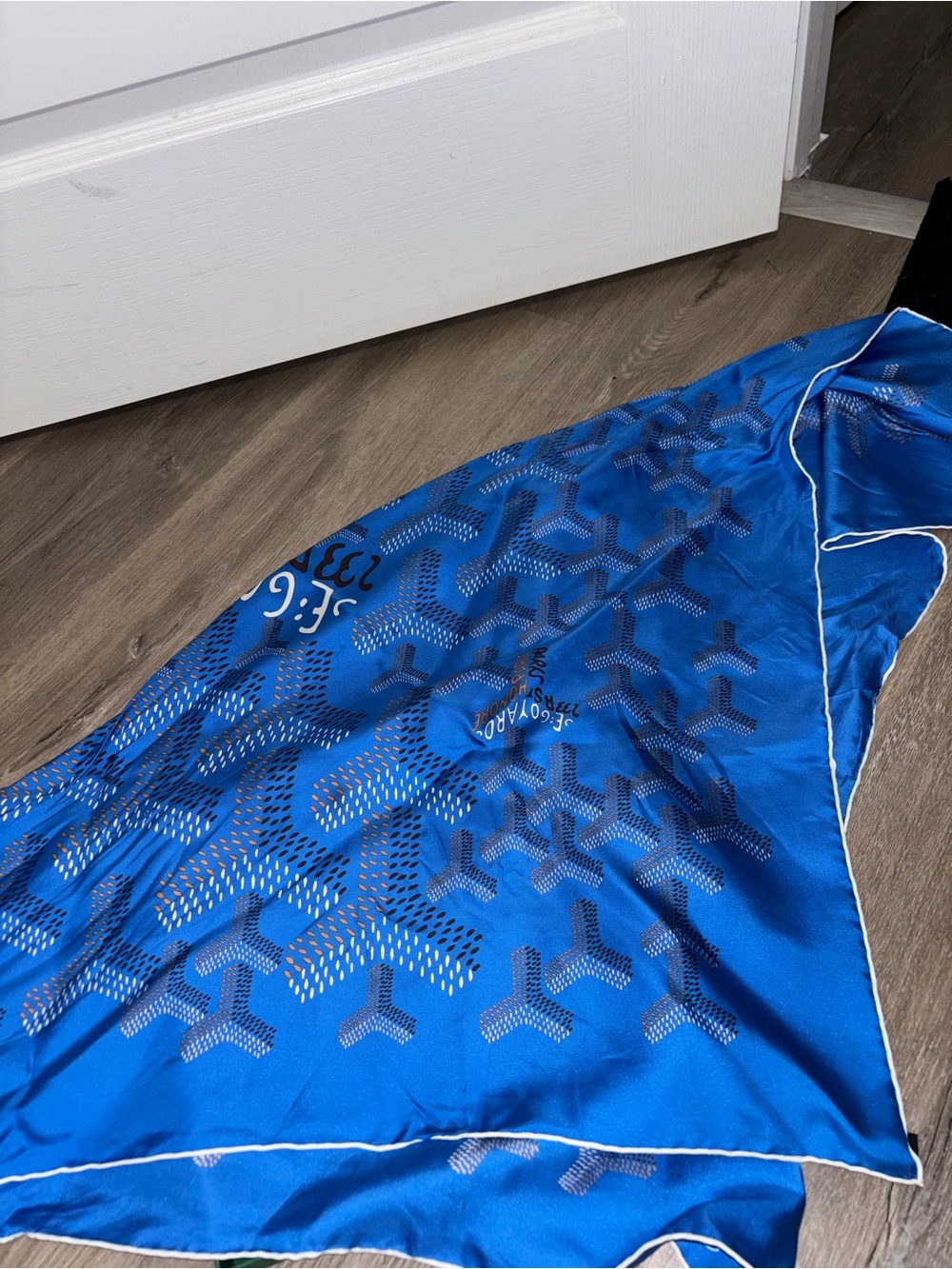 Goyard Blue and White Silk Scarf